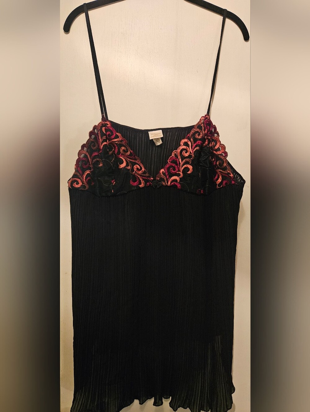 Vintage Y2K Gilligan O Malley Black Micro Pleated Babydoll Embroidery XL
